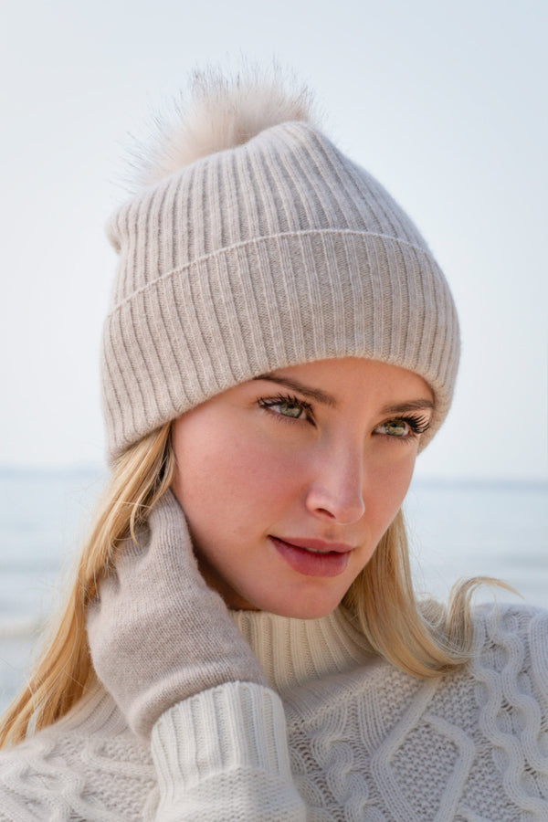 Sustainable Cashmere Hat - Heather Stone - Dongli Cashmere