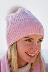 Sustainable Cashmere Hat - Soft Pink - Dongli Cashmere