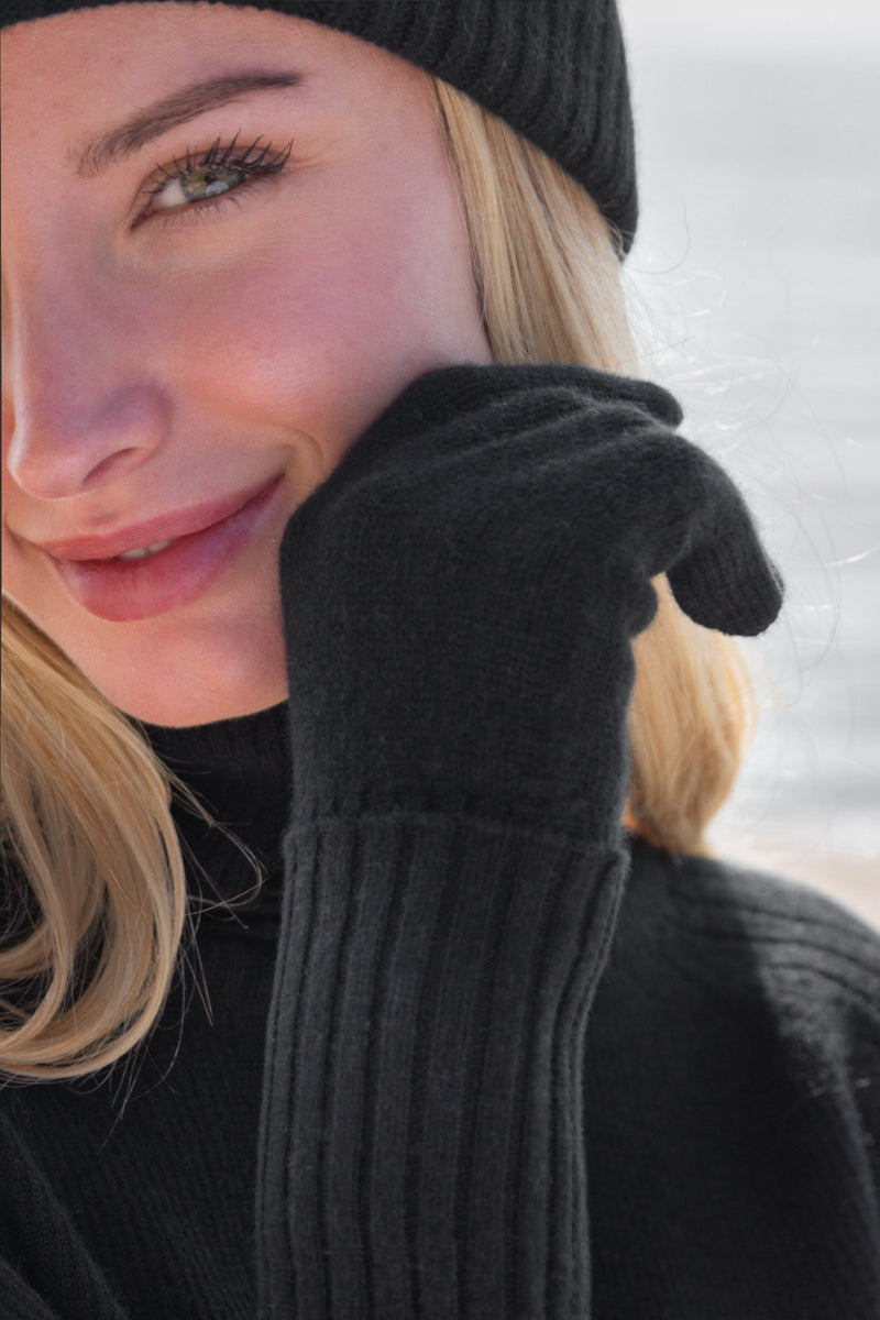 Sustainable Cashmere Glove - Black - Dongli Cashmere