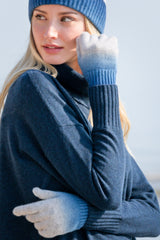 Sustainable Cashmere Glove - Blue Dip-Dye - Dongli Cashmere