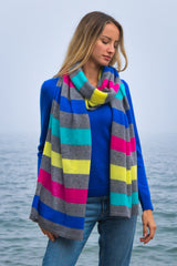 Sustainable Cashmere Lofty Scarf - Multi Stripe - Dongli Cashmere