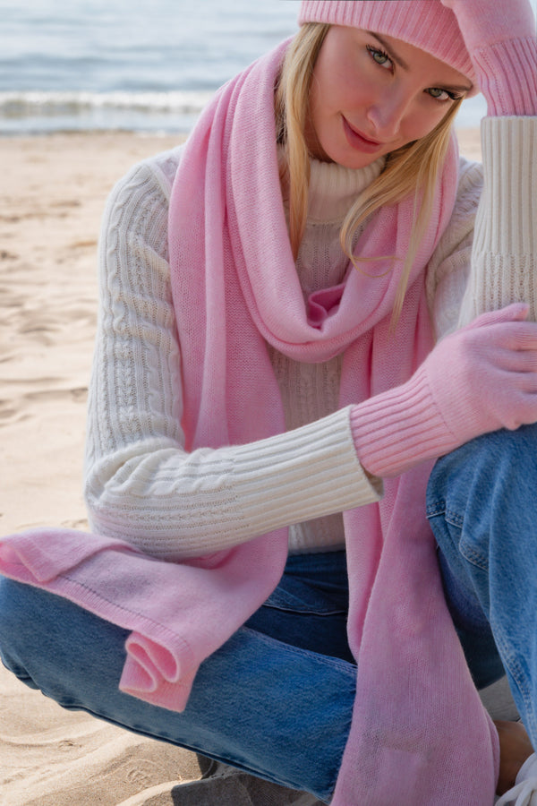 Sustainable Cashmere Lofty Scarf - Light Pink - Dongli Cashmere