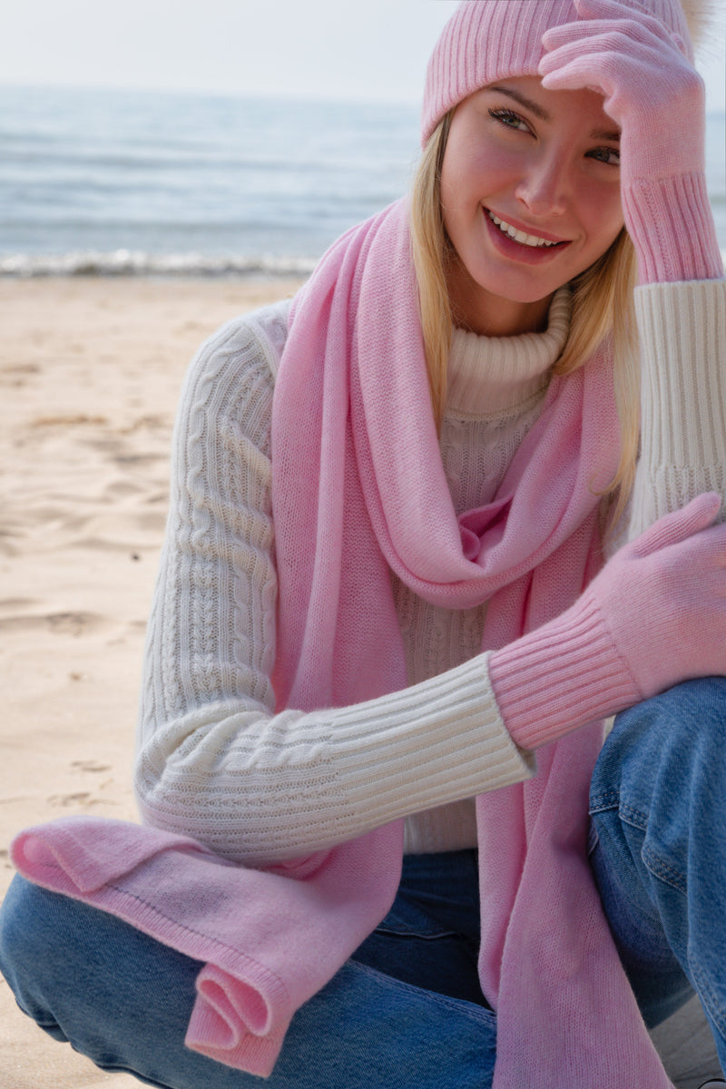 Sustainable Cashmere Lofty Scarf - Light Pink - Dongli Cashmere