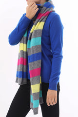 Sustainable Cashmere Lofty Scarf - Multi Stripe - Dongli Cashmere