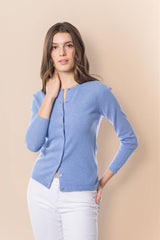 Cardigan girocollo in cashmere sostenibile