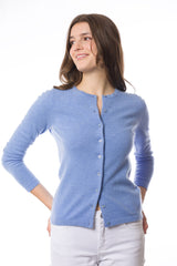 Cardigan girocollo in cashmere sostenibile