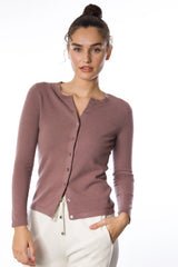 Cardigan girocollo in cashmere sostenibile