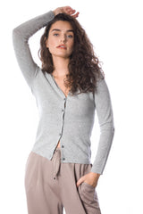 Cardigan con scollo a V in cashmere sostenibile