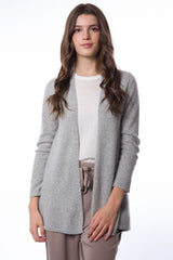 Sustainable Cashmere Lofty Longline Cardigan - Dove Grey - Dongli Cashmere