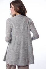 Sustainable Cashmere Lofty Longline Cardigan - Dove Grey - Dongli Cashmere