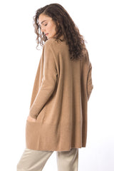 Sustainable Cashmere Edge To Edge Cardigan - Dark Camel - Dongli Cashmere