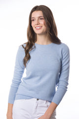 Sustainable Cashmere Crew Neck Sweater - Baby Blue - Dongli Cashmere