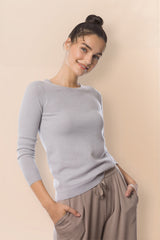 Sustainable Cashmere Crew Neck Sweater - Pearl Grey - Dongli Cashmere