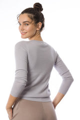 Sustainable Cashmere Crew Neck Sweater - Pearl Grey - Dongli Cashmere