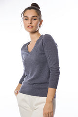 Maglione con scollo a V in cashmere sostenibile