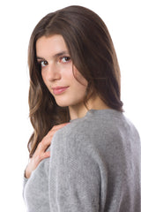 Sustainable Cashmere Waffle Knit Sweatshirt - Heather Grey - Dongli Cashmere