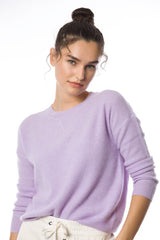 Sustainable Cashmere Waffle Knit Sweatshirt - Soft Lilac - Dongli Cashmere