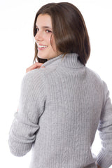 Sustainable Cashmere Cable Knit Sweater - Pale Heather Grey - Dongli Cashmere