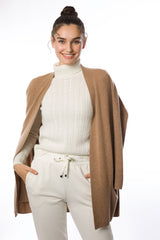 Sustainable Cashmere Cable Knit Sweater - White - Dongli Cashmere