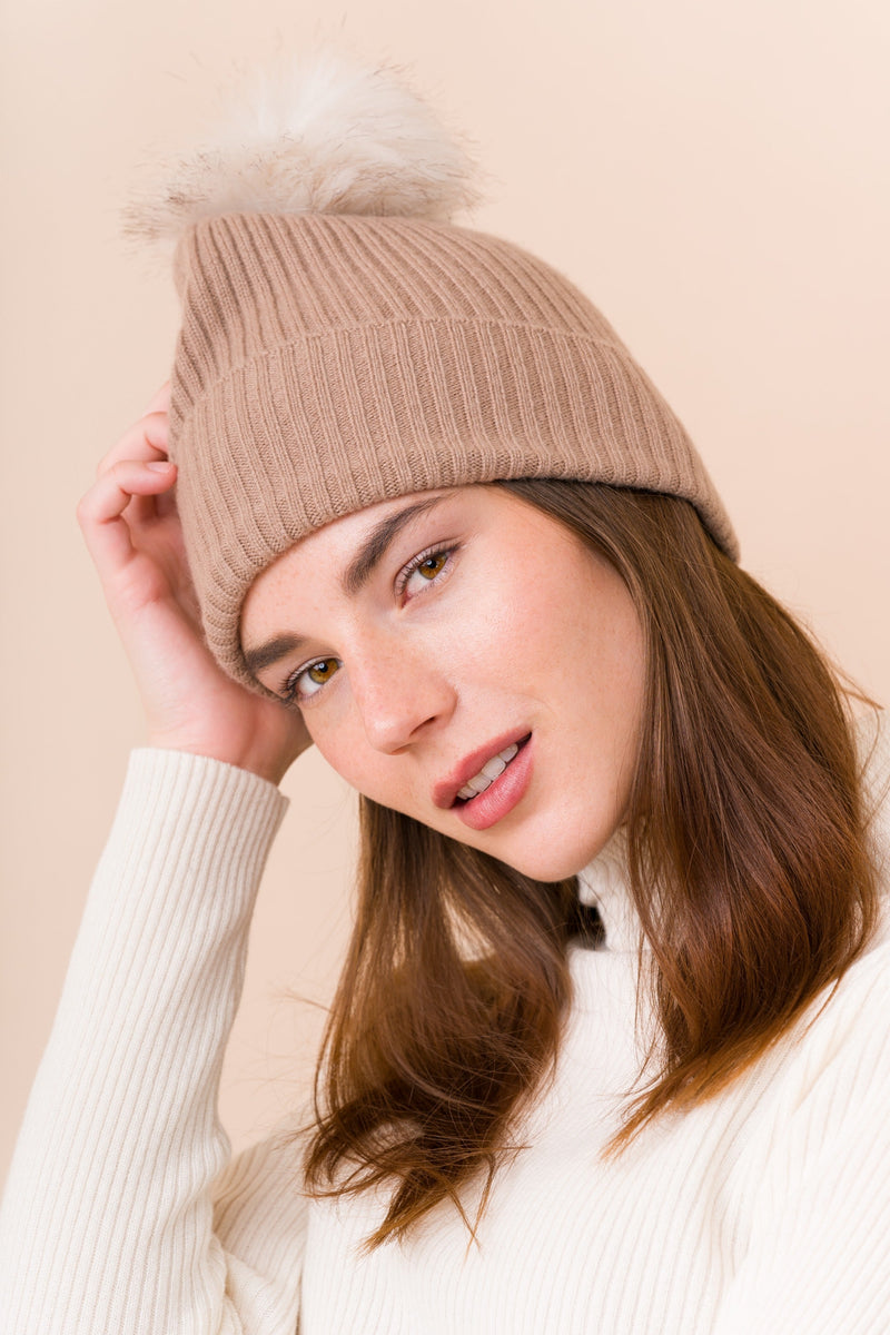 Cappello in cashmere sostenibile - Cammello