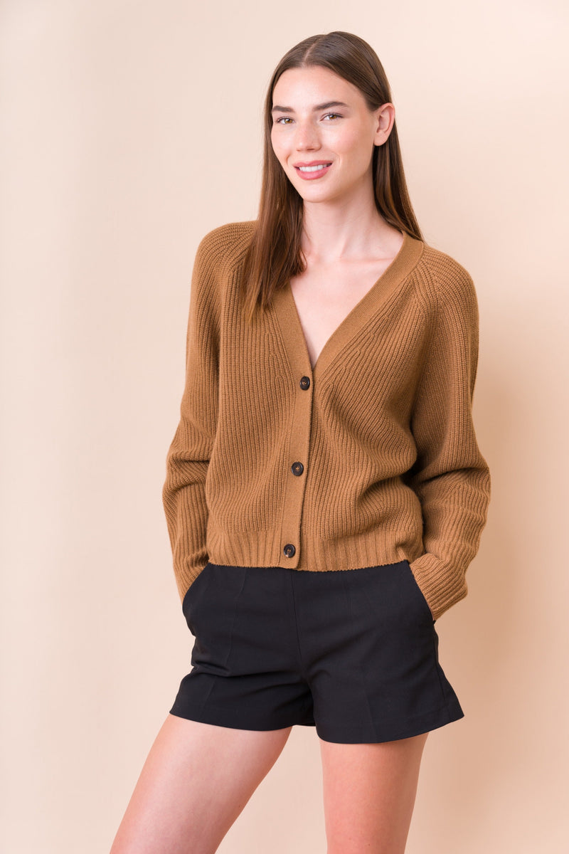 Cropped V Neck Cardigan - Dongli Cashmere