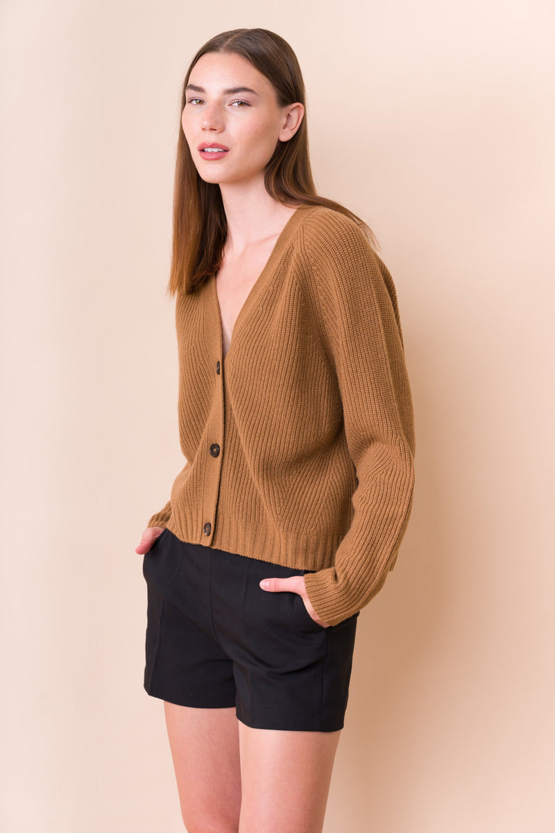 Cropped V Neck Cardigan - Dongli Cashmere