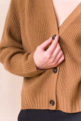 Cropped V Neck Cardigan - Dongli Cashmere