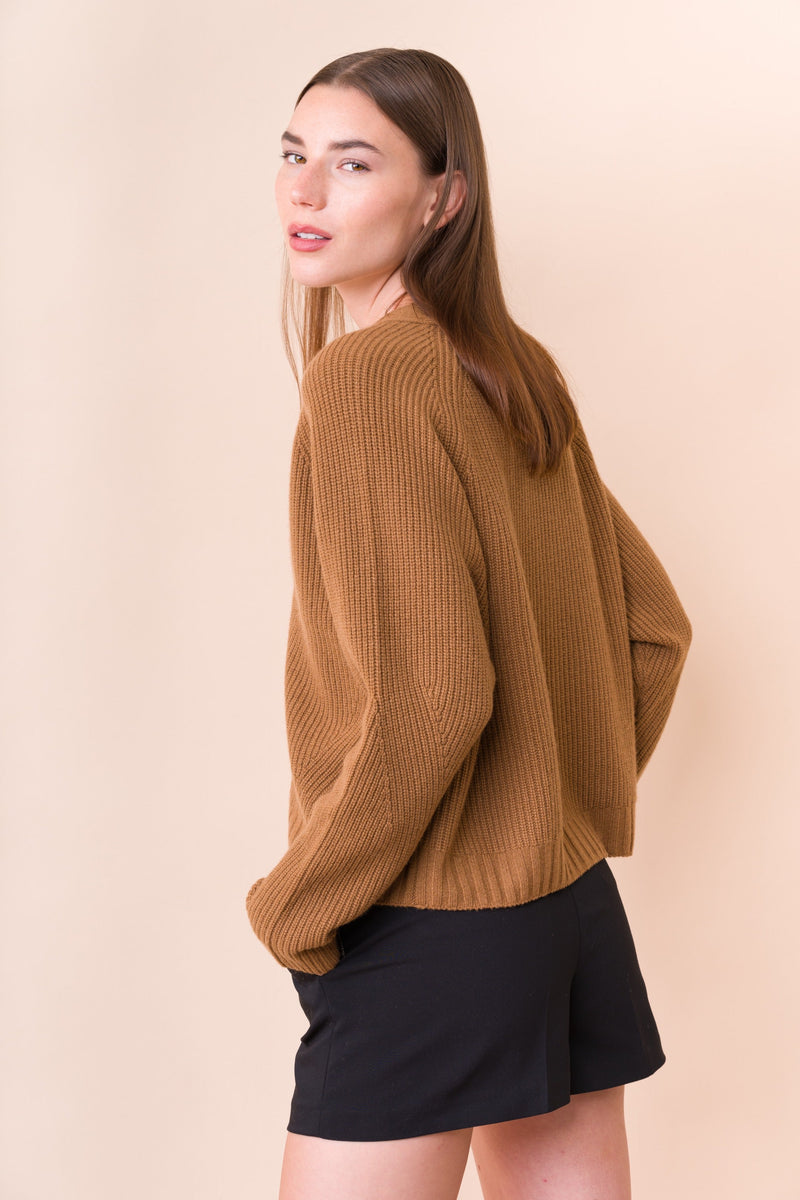 Cropped V Neck Cardigan - Dongli Cashmere